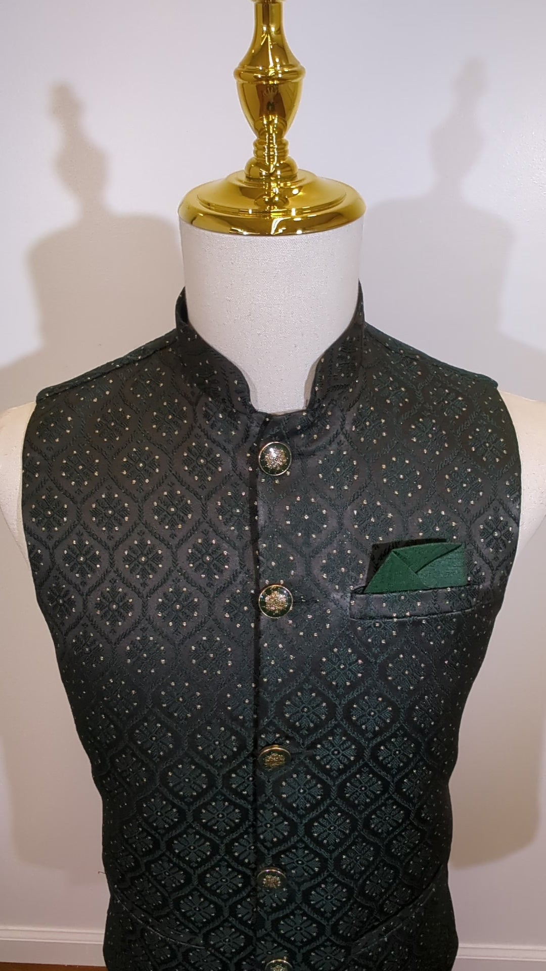 Dark Green Pattern Black vest