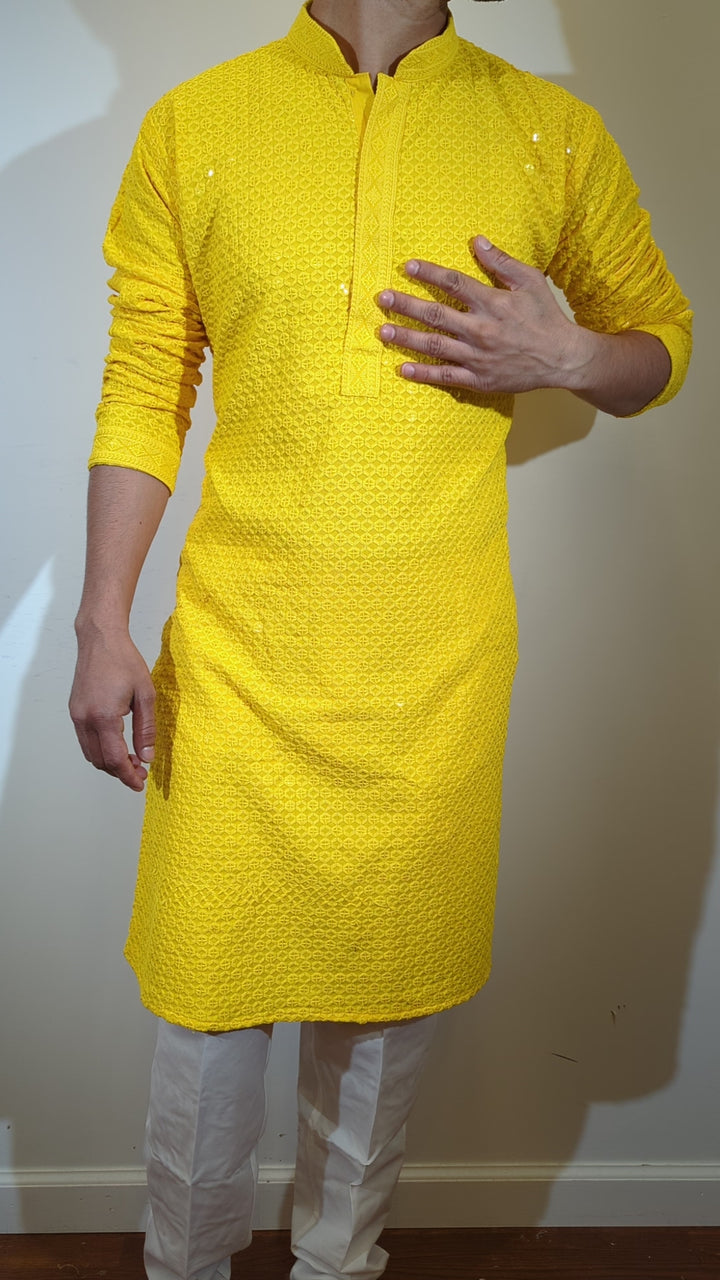 Yellow Chikan Kurta