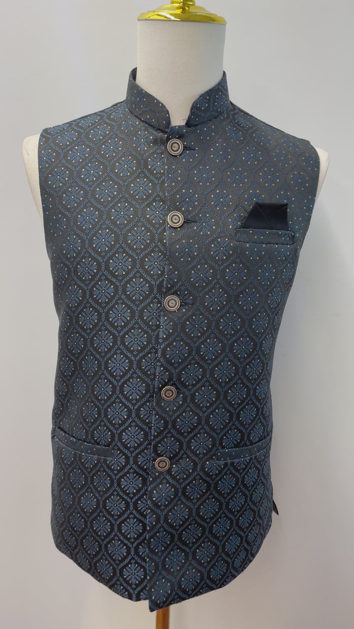 Dark Blue Pattern Party Vest