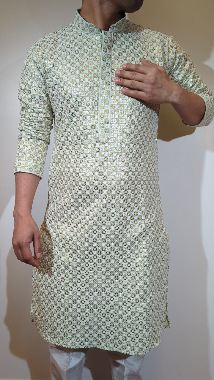 Mint Green Chikan Kurta