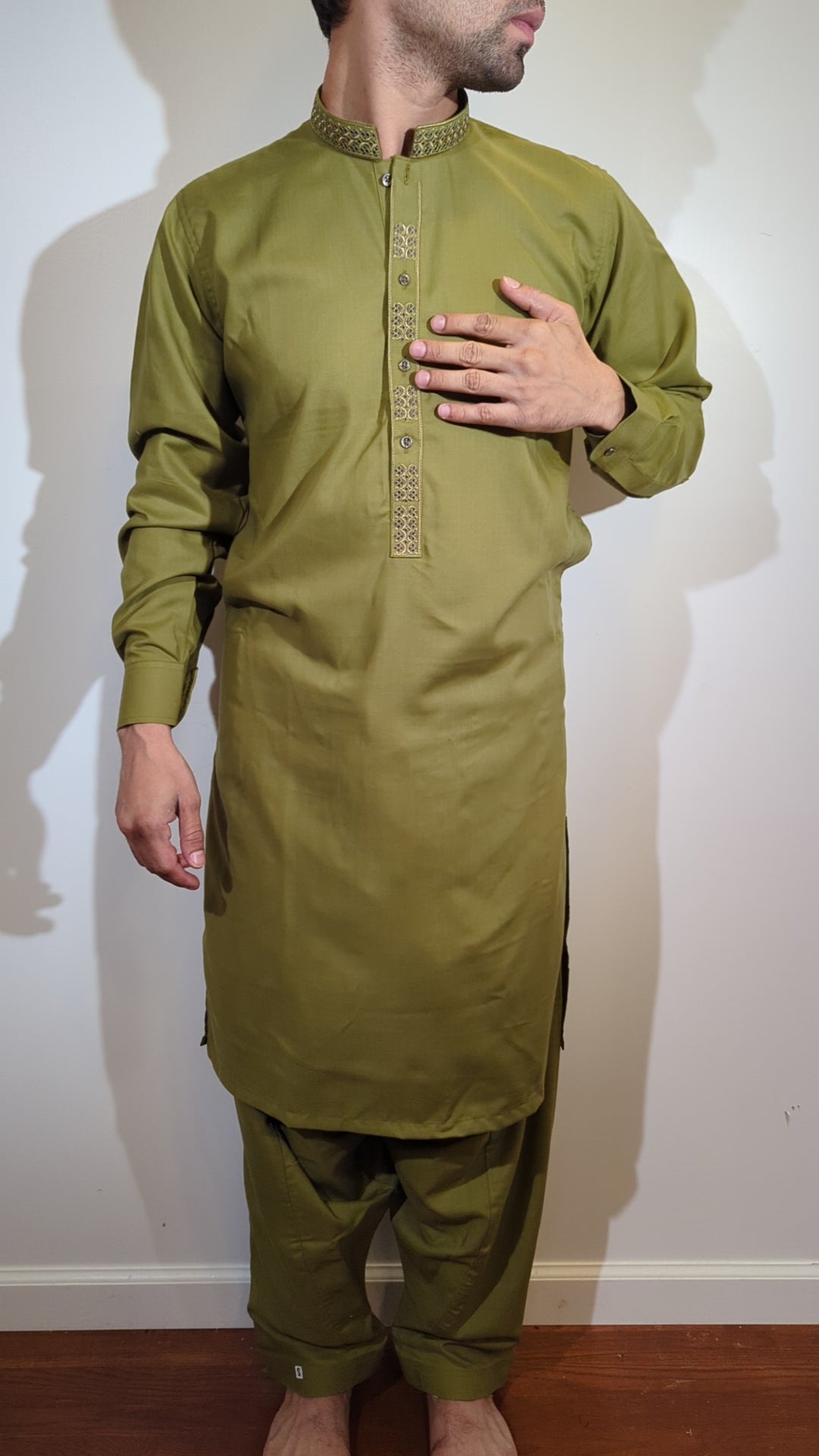 Olive Green Pathani Kurta