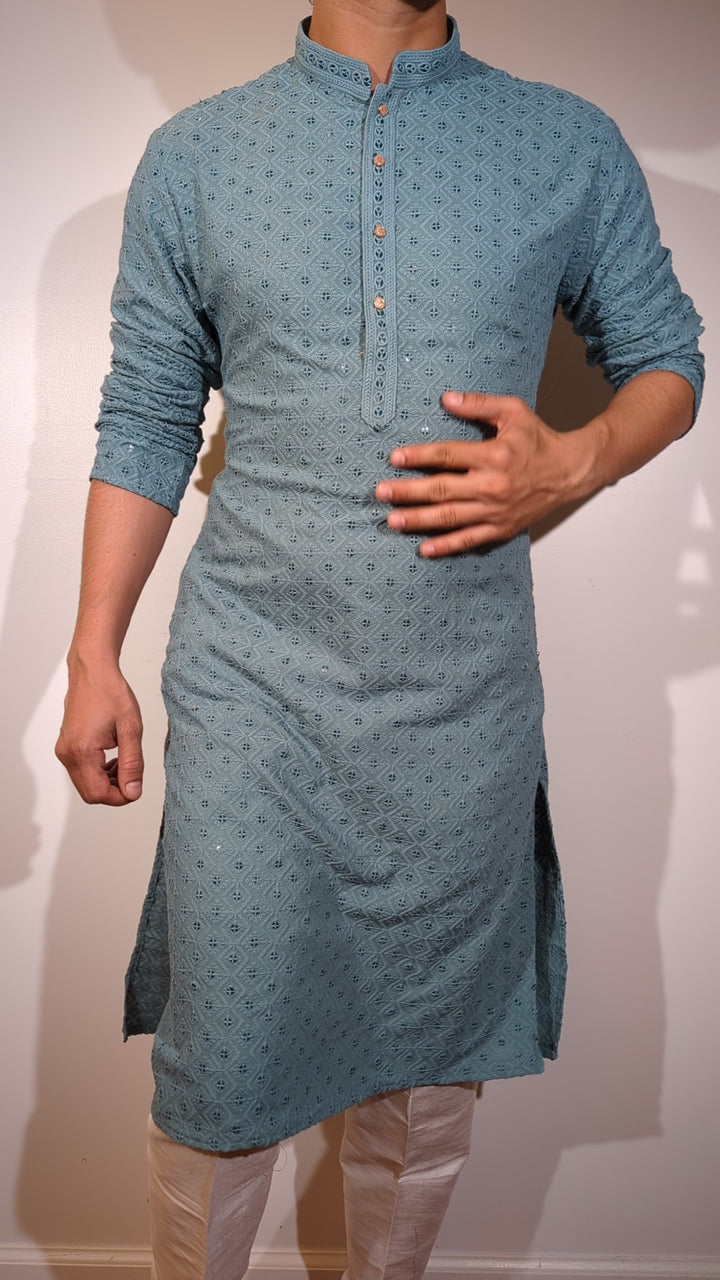 Pine Green Chikan Kurta