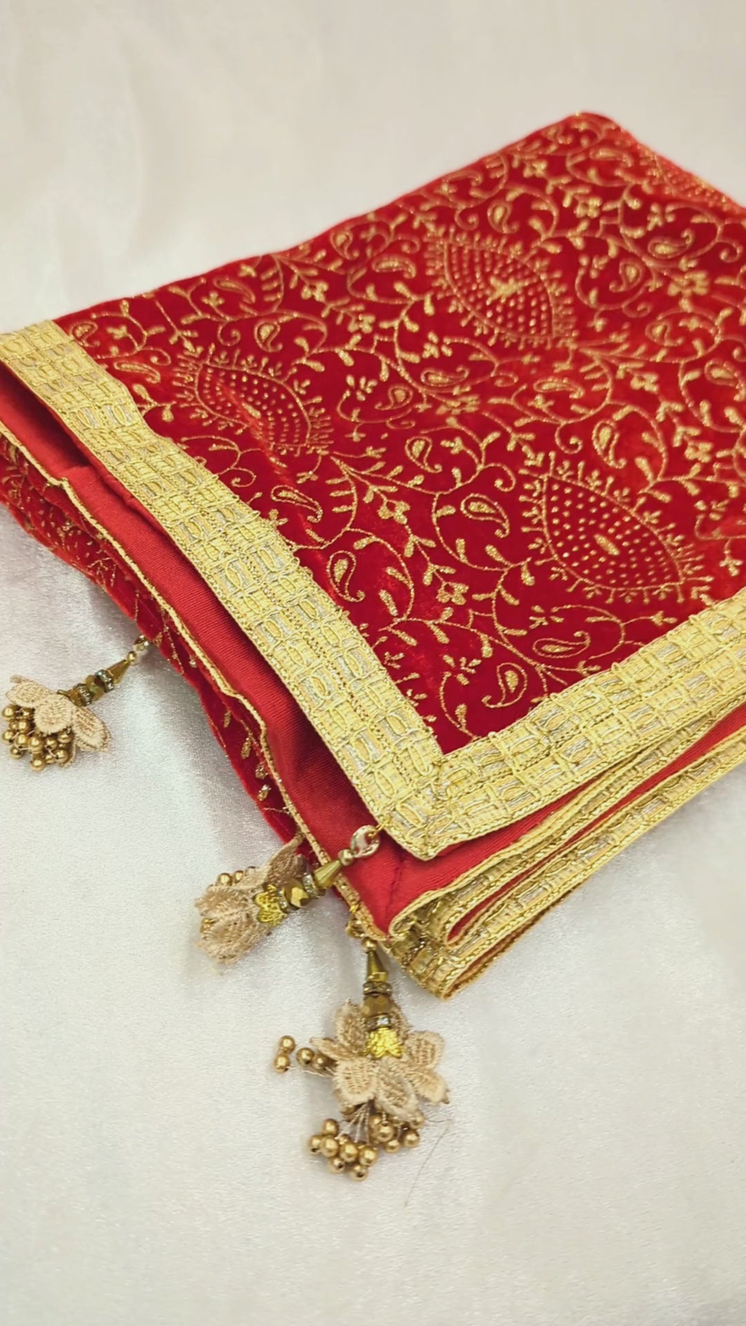 Men's Red Velvet Shawl