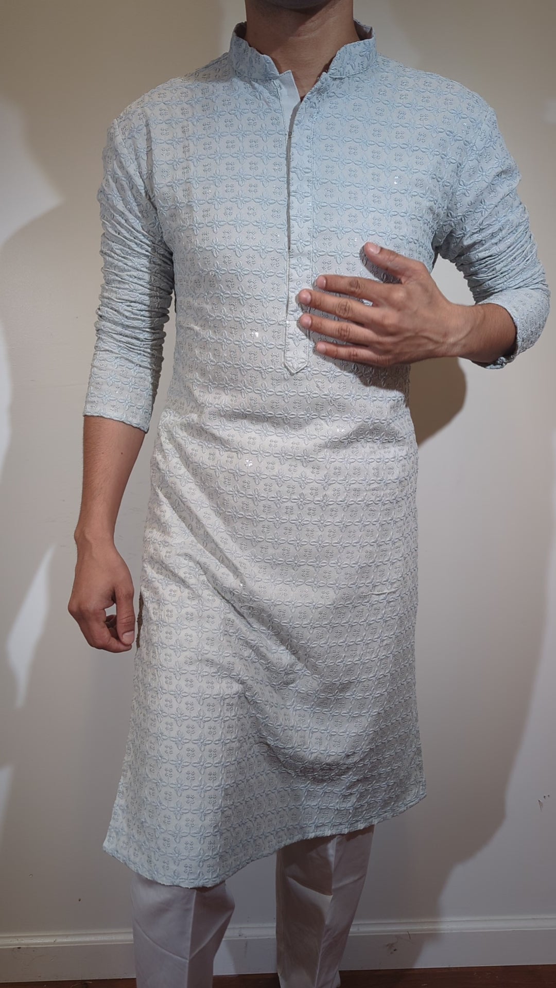 Light Grey Chikan Kurta