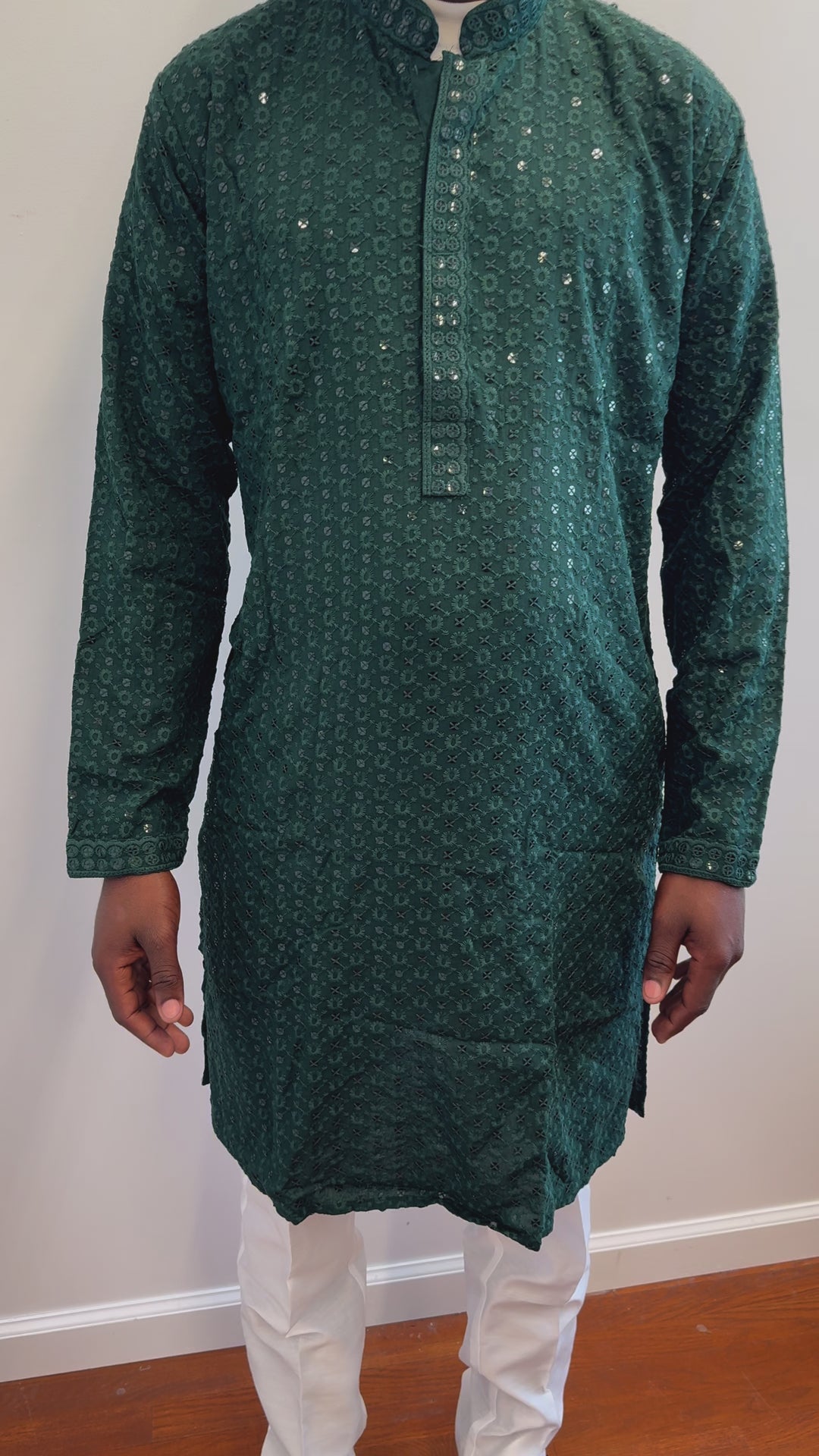 Dark Green Chikan Kurta