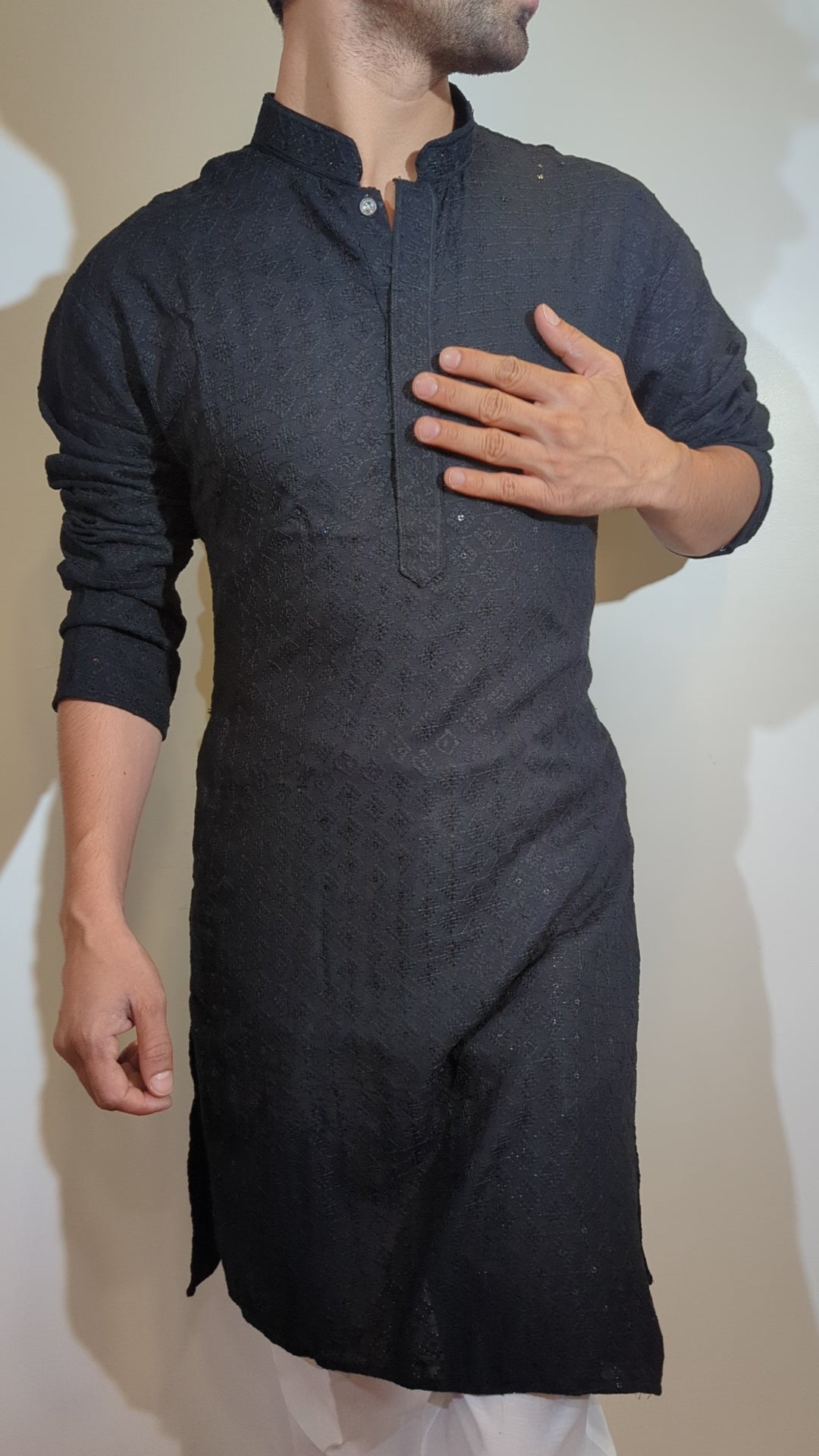 Black Chikankari Kurta