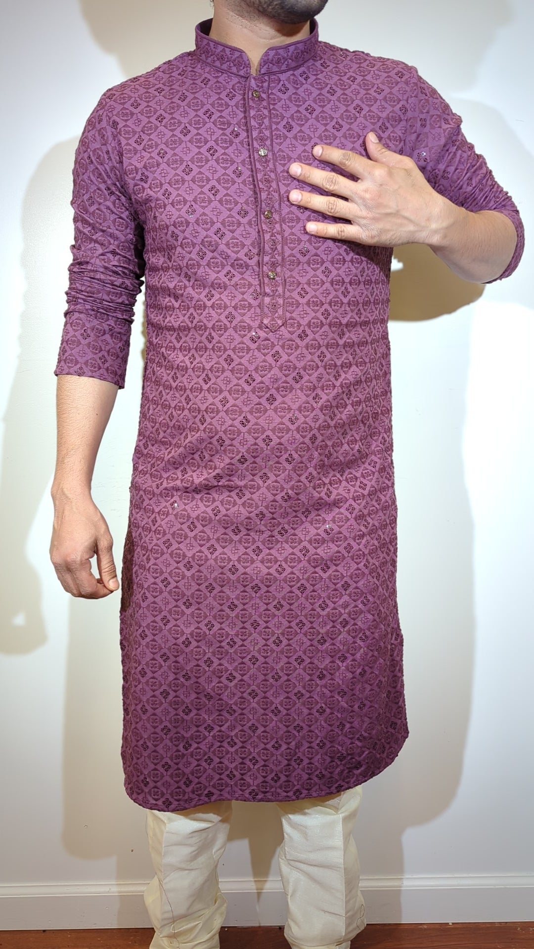 Plum Chikan Kurta